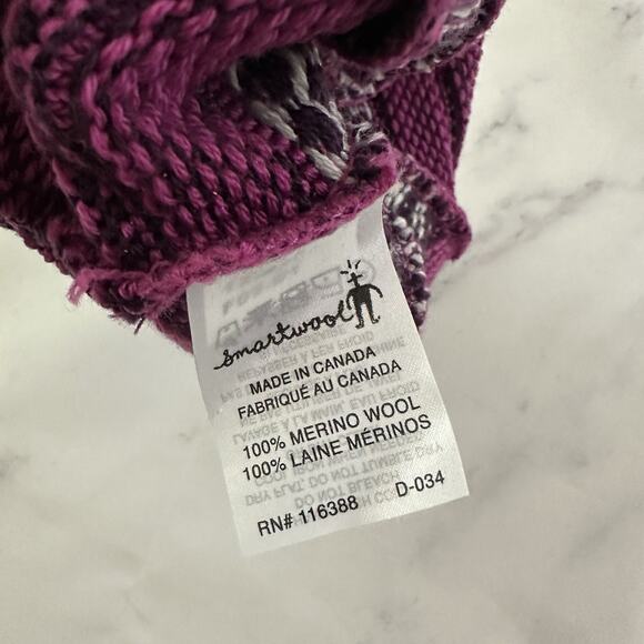 Smartwool Womens Beanie Knit Hat Merino Wool Pink White One Size Warm - Picture 5 of 5